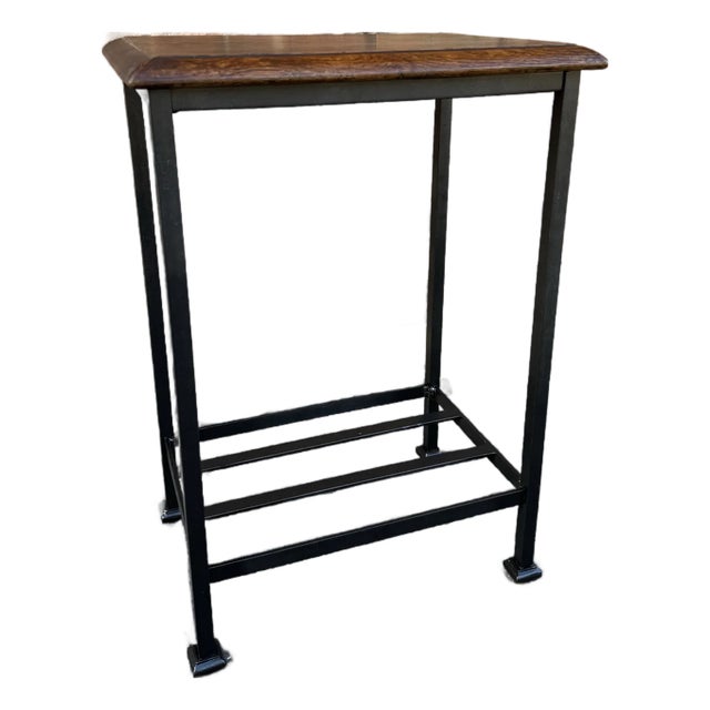 Iron Side Table W/Antique Top For Sale