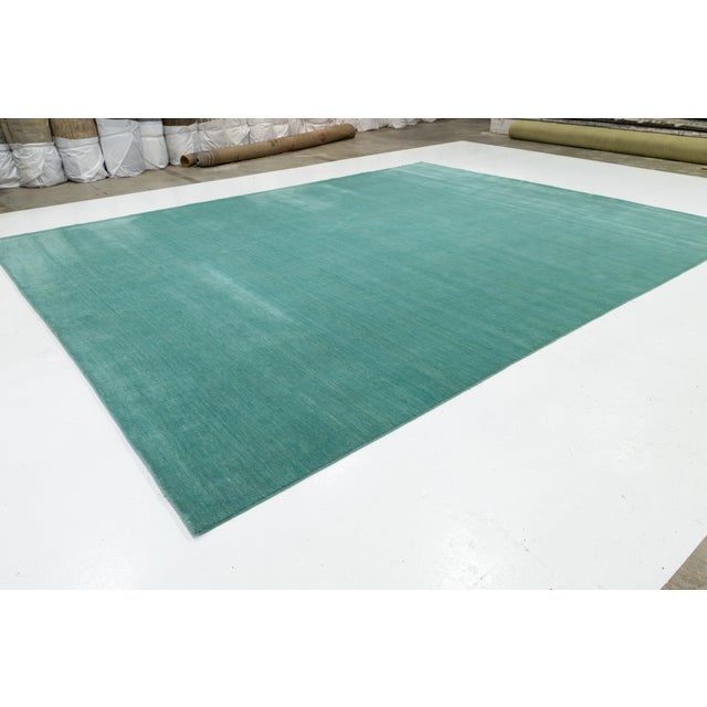 Apadana's Modern Gabbeh Hand-Loom Wool Area Rug in Deep Teal For Sale - Image 10 of 10