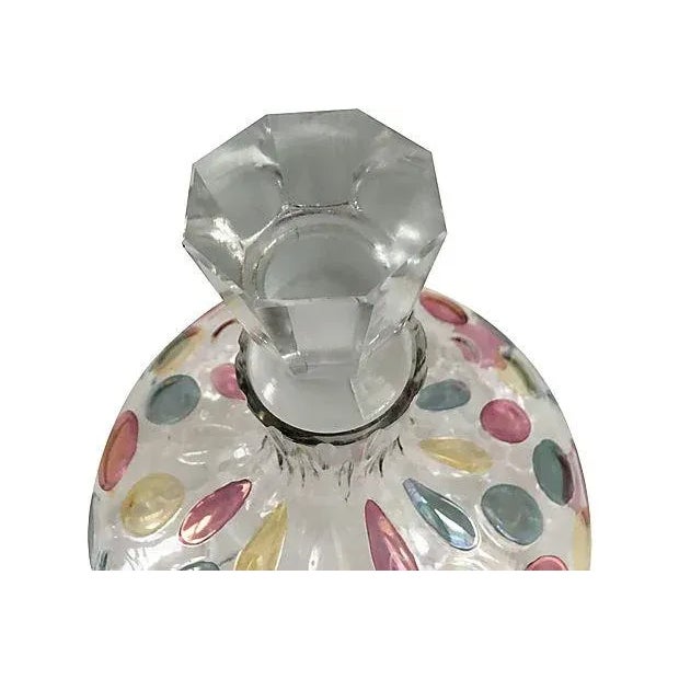 Mid-Century Vintage Iridescent Pink Blue & Yellow Decanter and Glasses - Set of 5 For Sale - Image 4 of 7