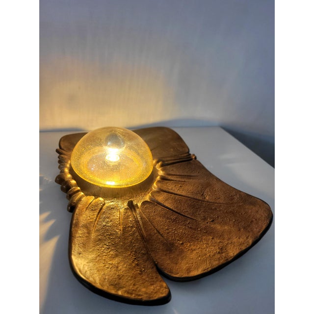 1960s Monumental Sculptural Bronze Wall Lamp 1960s For Sale - Image 5 of 17