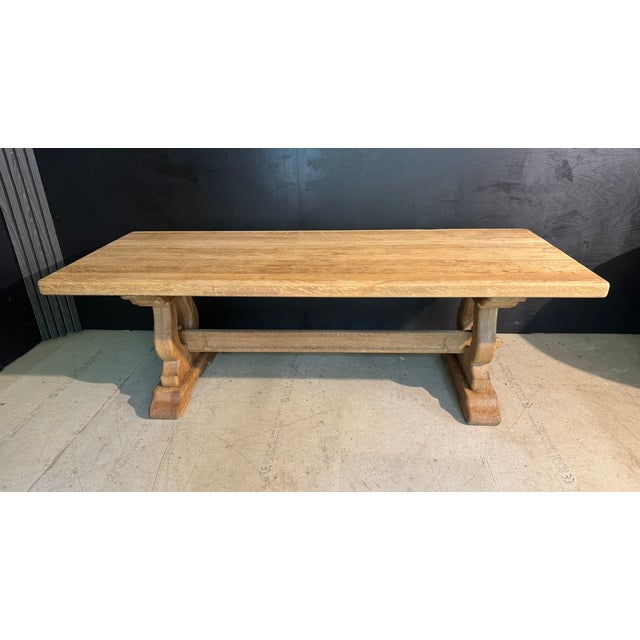 French Bleached Oak Farmhouse Dining Table, 1920s For Sale - Image 12 of 18
