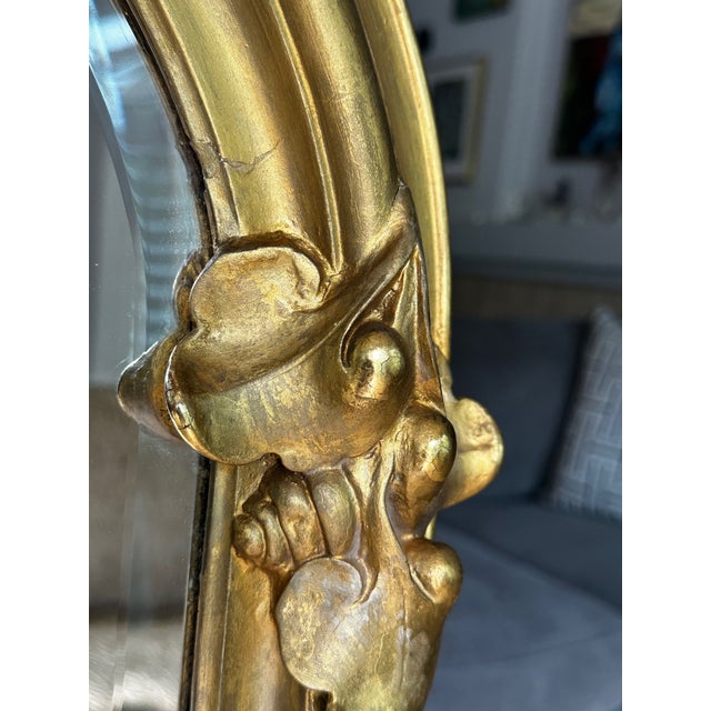 19th Century French Rococo Style Gold Gilt Arched Floor or Wall Mirror For Sale - Image 14 of 18