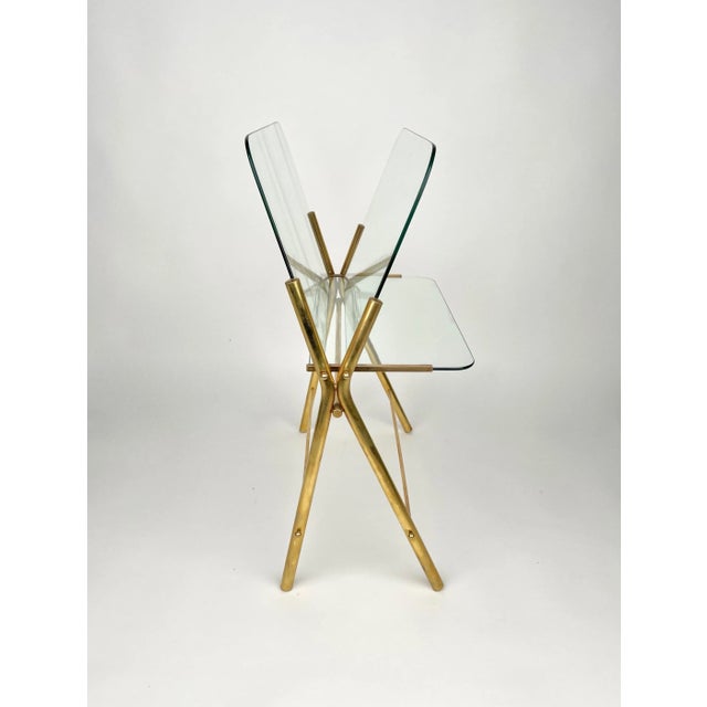 Gold Brass & Glass Magazine Rack, Italy, 1950s For Sale - Image 8 of 14