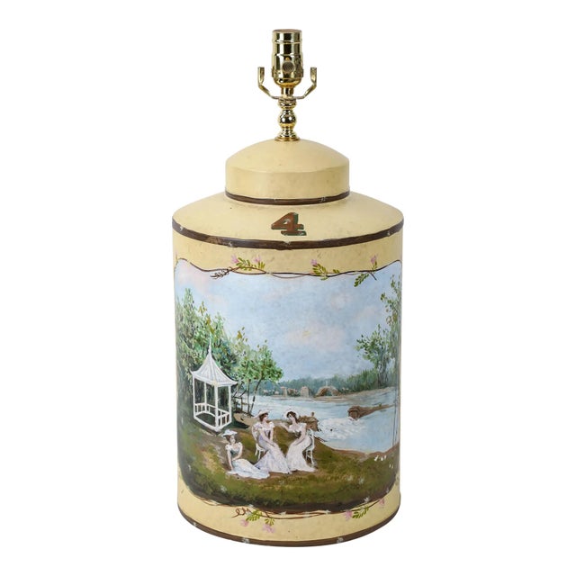 Vintage Victorian-Style Iron Tea Canister Table Lamps - Pair For Sale - Image 4 of 12