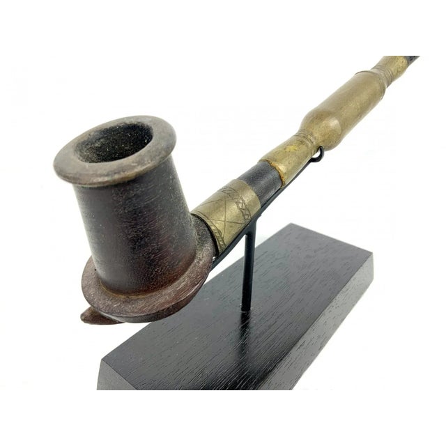 African Early 20th Century Ceremonial Smoking Pipe of the Dinka Tribe Professionally Mounted For Sale - Image 3 of 9