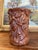 Vintage Red Wing Pottery vase featuring a deeply sculpted floral relief pattern in a warm brown glaze. The raised...