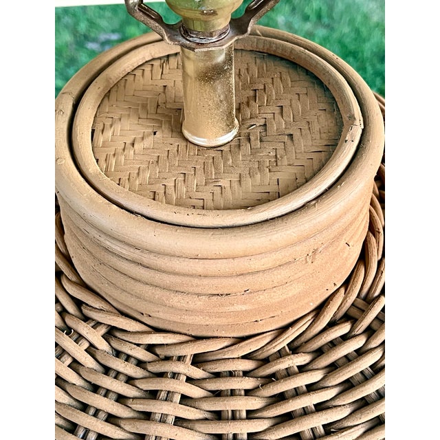 1970s Vintage Wicker Floor Lamp For Sale - Image 5 of 7