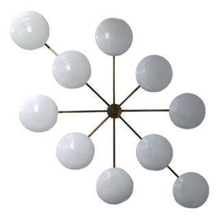 21st Century Dieci Bronze Glossy White Murano Flush Mount by Fabio LTD For Sale
