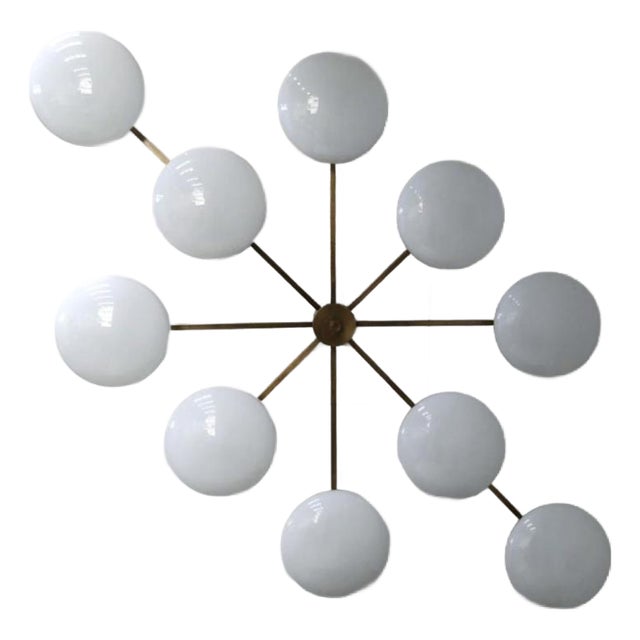 21st Century Dieci Bronze Glossy White Murano Flush Mount by Fabio LTD For Sale