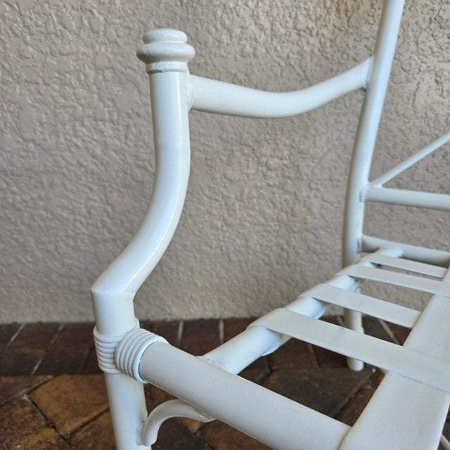 Vintage Palm Beach Chic Target X Back Aluminum Armchairs - Set of 4 For Sale - Image 10 of 15