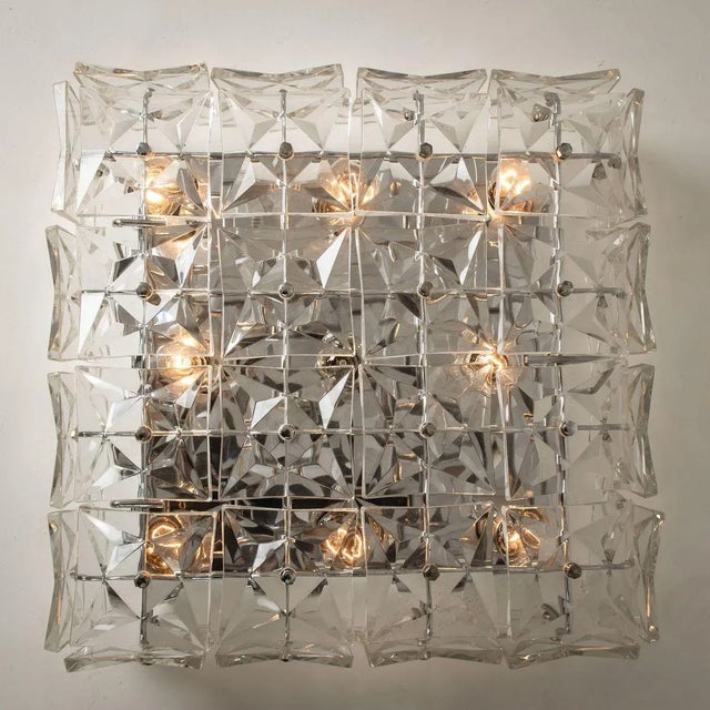 Large Nickel Crystal Glass Flush Mount Lights from Kinkeldey, 1970 For Sale - Image 15 of 18