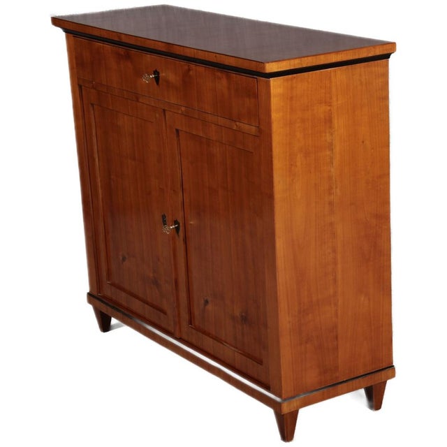 Baroque Small Biedermeier Half Cabinet in Cherrywood, 1820s For Sale - Image 3 of 18