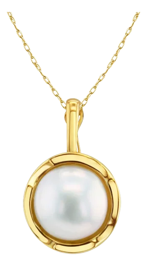 Mabe Pearl Necklace with Up & Down Polished Bezel 16"