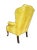 Vintage Shuford Furniture Yellow Leatherette Wingback Armchair | Queen Anne Style Faux Leather Accent Chair | Traditional Hollywood Regency For Sale - Image 10 of 14