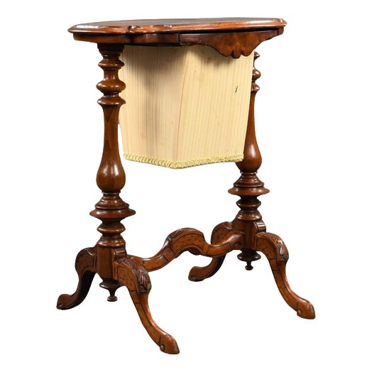 Victorian Burr Walnut Worktable, 1860 For Sale