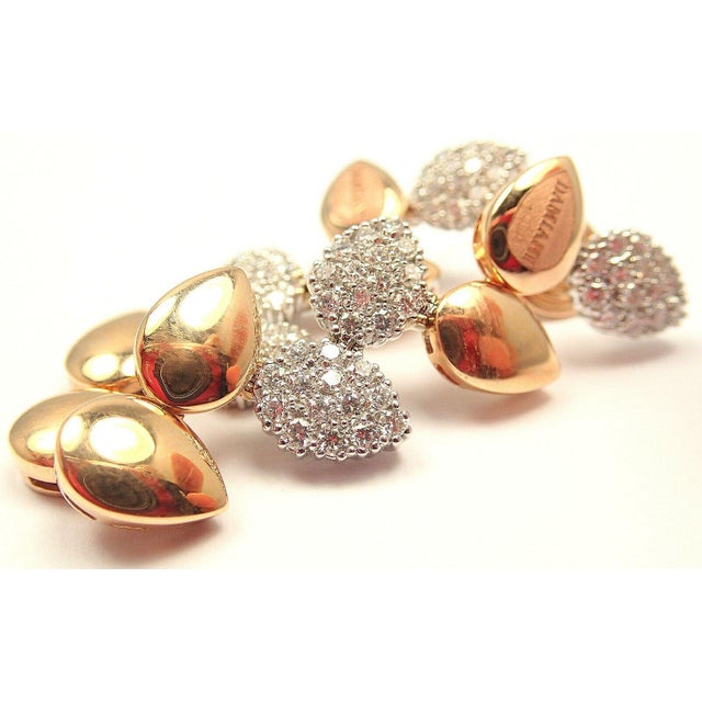 Damiani Antera Yellow/White Gold Diamond Earrings, Pair For Sale - Image 4 of 11