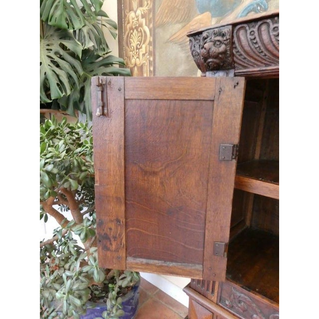 Antique English Country Oak Cupboard on Stand, 1730 For Sale - Image 18 of 18