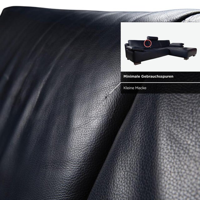 Dark Blue Leather Corner Sofa from Willi Schillig For Sale - Image 12 of 18