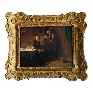19th Century Dutch Canvas Painting in Giltwood Frame For Sale