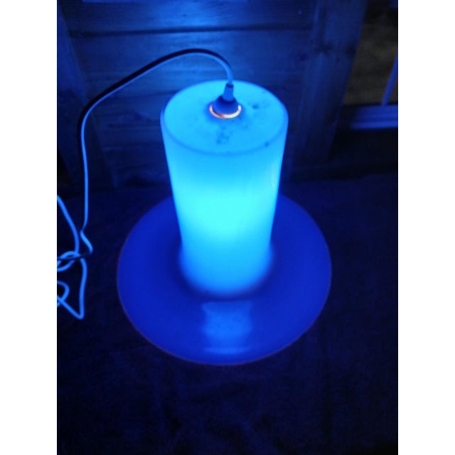 Glass C. 1960 Blue Glass Lattimo Sun Pendant Lamp Shade by Alessandro Pianon for Vistosi For Sale - Image 7 of 18