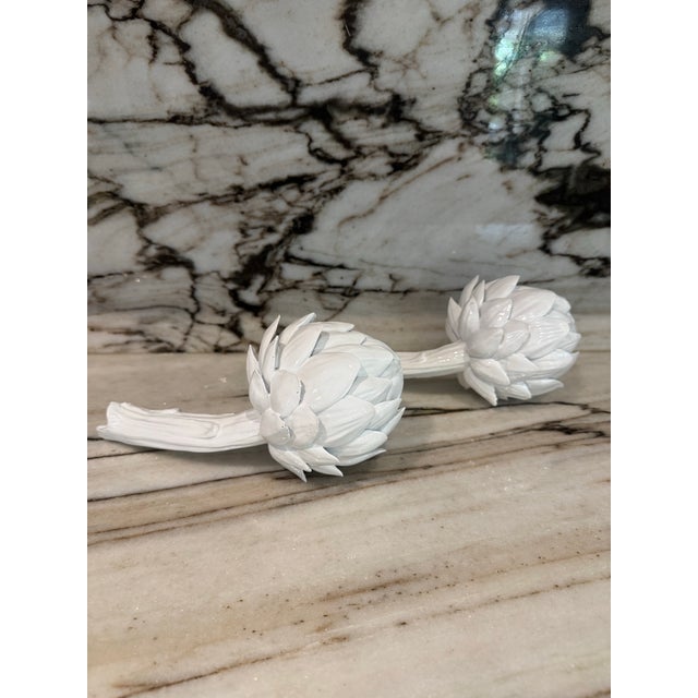 Pair of plaster white finish real size artichoques.