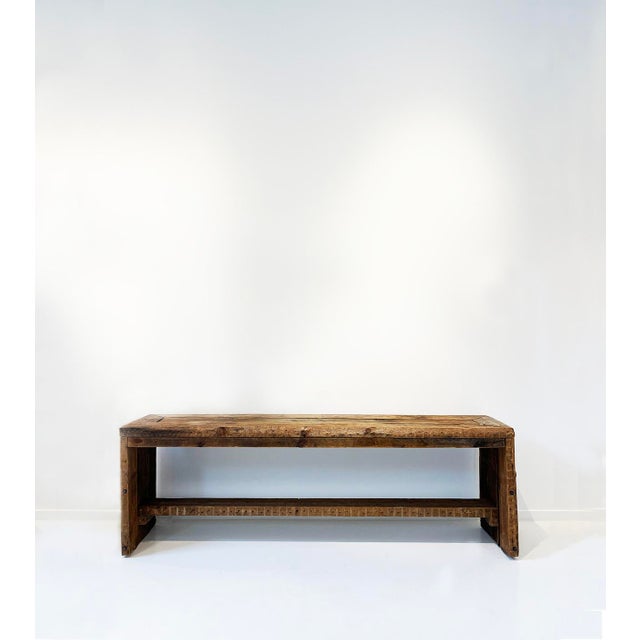 Wood Monumental Reclaimed Wood Console Table, Rustic Minimalist Form, 88” For Sale - Image 7 of 7