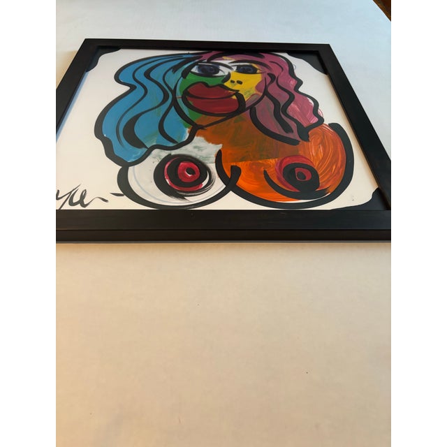 Abstract Peter Keil Abstract Nude Portrait Painting With Long Hair, Framed For Sale - Image 3 of 5