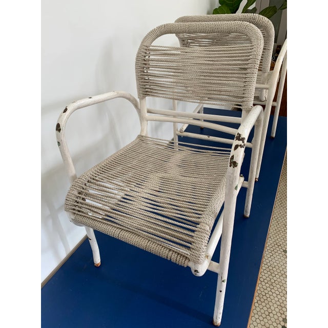 Vintage Iron and Rope Garden Chairs- A Pair For Sale - Image 10 of 12