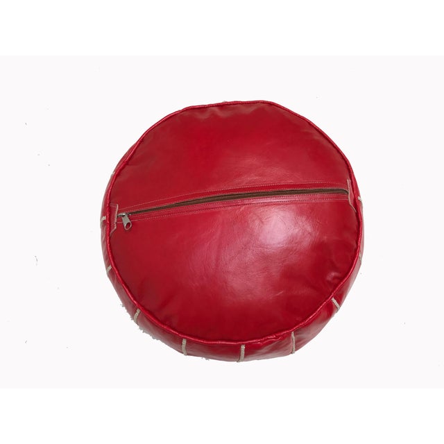 Art Deco Moroccan Leather Moroccan Pouf Cover For Sale - Image 3 of 7