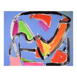 Bold Gestural Abstract Composition With Vibrant Greens and Reds by Ellis Hopkins For Sale