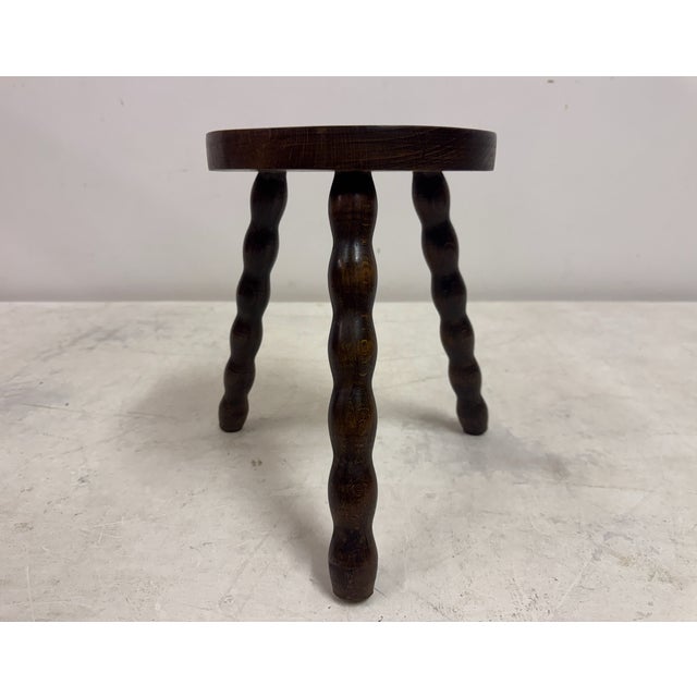 French Tripod Bobbin-Leg Stool, 1950s For Sale - Image 4 of 9