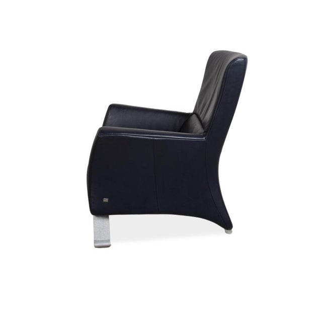 322 Leather Armchair Set in Blue with Ottoman by Rolf Benz, Set of 2 For Sale - Image 12 of 18