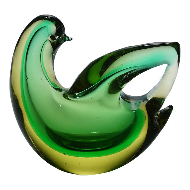 Sommerso Glass Bird Sculpture, Flavio Poli for Seguso Murano 1953 For Sale