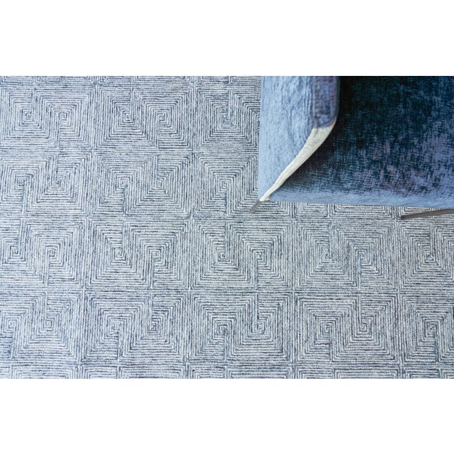 Exquisite Rugs Caprice Tufted New Zealand Wool & Cotton Blue/Ivory Rug-12'X15' For Sale In Los Angeles - Image 6 of 7