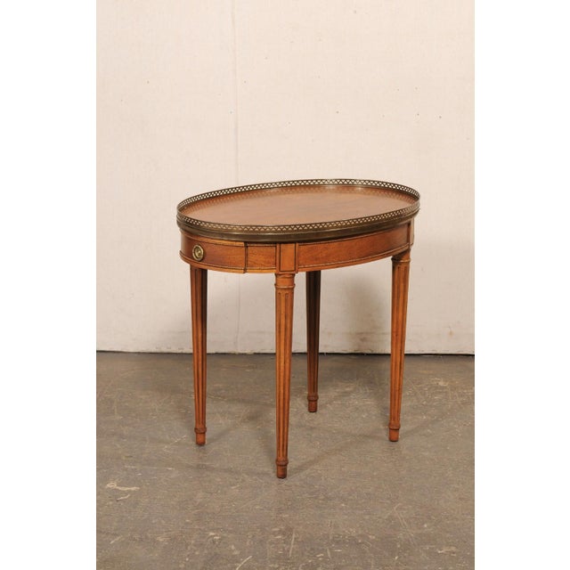 Mid 20th Century French Classical Brass Wood Side Table For Sale - Image 4 of 11