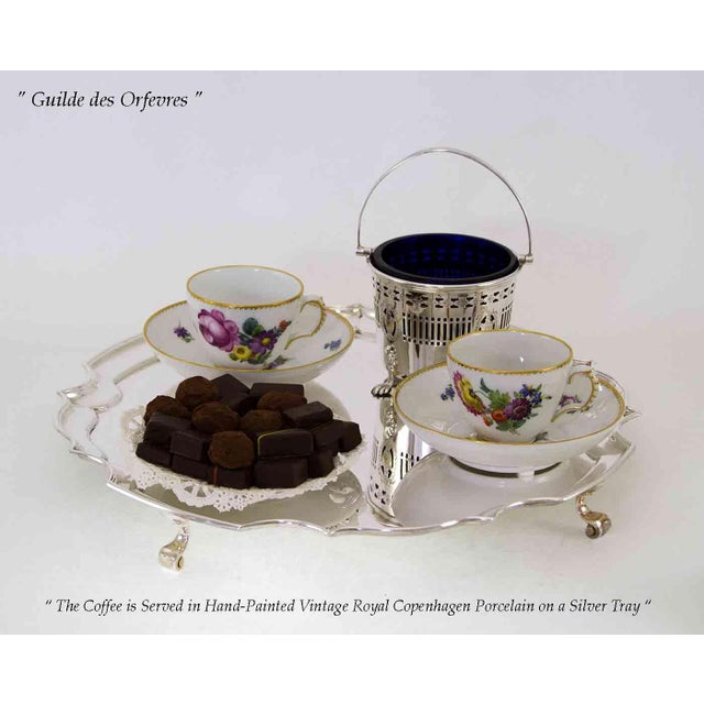 1970s 1970s Silver Sugar Basket Pierced With Blue Lining For Sale - Image 5 of 7