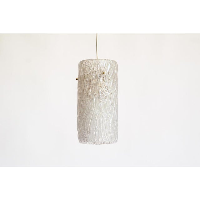 Small Riffle Pendant Lamp in Glass and Brass attributed to Kalmar Franken KG, 1970s For Sale - Image 10 of 10