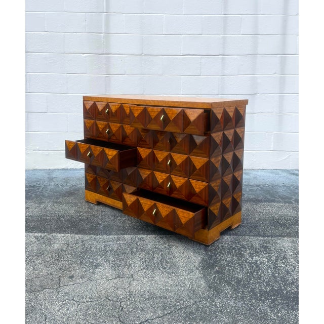 Mid 20th Century Vintage MCM Maitland Smith Inlaid Pyramidal Chest of Drawers For Sale - Image 5 of 7