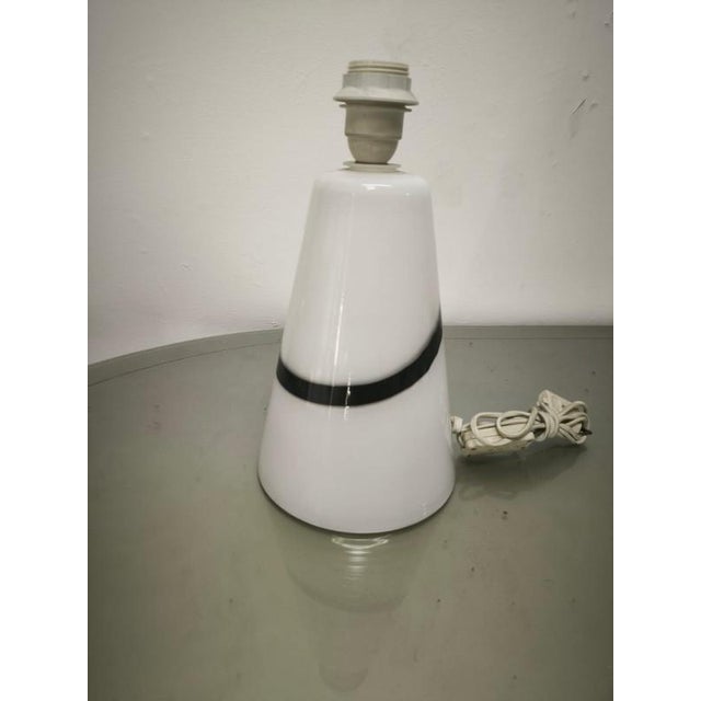 1970s White Murano Glass Lamp with Black Band, 1970s For Sale - Image 5 of 10