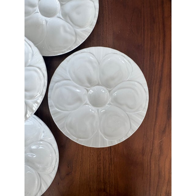 Late 20th Century Vintage French Pillivuyt Porcelain Oyster Plates, White, Set of 6 For Sale - Image 5 of 10