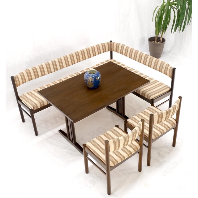 Danish Mid Century Modern L Shape Bench Chairs Dining Table Kitchen Dinette Set . Table is in MINT condition. Price...