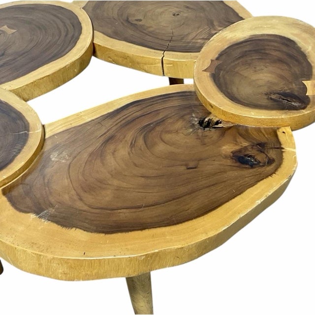 Organic Live Edge Walnut Slab Coffee Table – Multi-Section Wood W/ Butterfly Inlays For Sale - Image 4 of 9