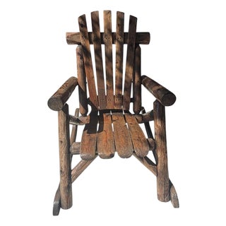 Monumental 20thc Hand Made Pine Log Rocking Chair For Sale