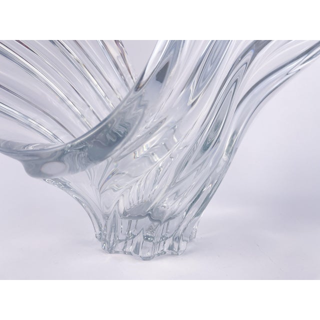 Large Art Vannes France Sculptural Crystal Centerpiece Bowl, Mid-Century For Sale - Image 9 of 9