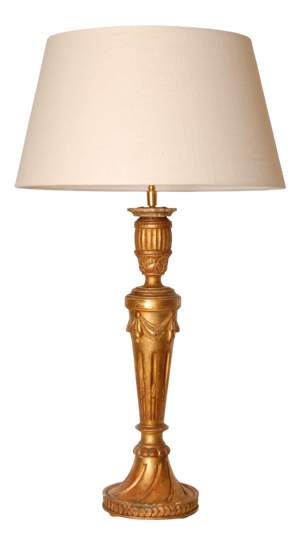 Neoclassical French Hand-Carved Giltwood Lamp