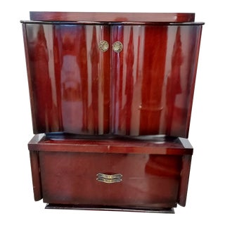 1950s Custom Made Red Armoire With Cedar Drawer For Sale