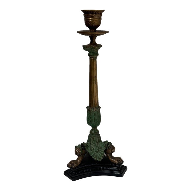 19th Century Italian Gilt Bronze and Patinated Brass Neoclassical Candlestick For Sale