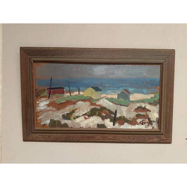 Mid-Century Modern Frans Lundberg, Coastal Village, 1950s, Oil on Panel, Framed For Sale - Image 3 of 18