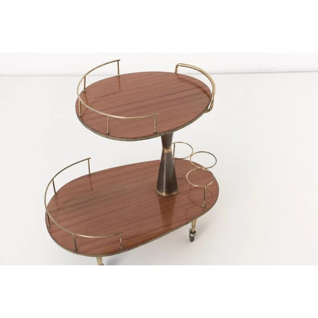 Brown Mid-Century Italian Bar Cart, 1950s For Sale - Image 8 of 12