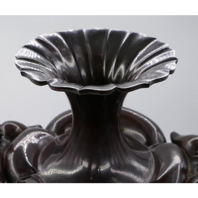 Meiji Floral Bronze Amphora Vase, Japan, Late 19th Century For Sale - Image 5 of 6